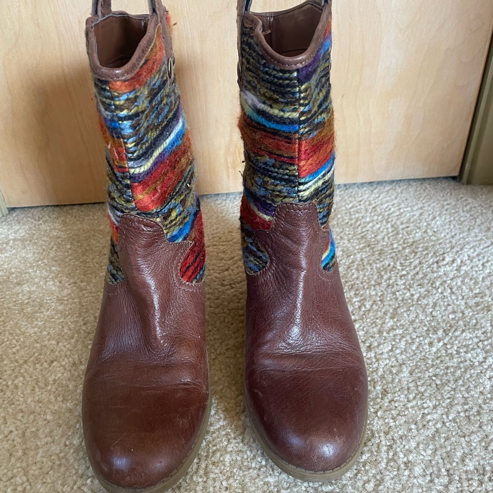 Brown Multicolor Women's Boots